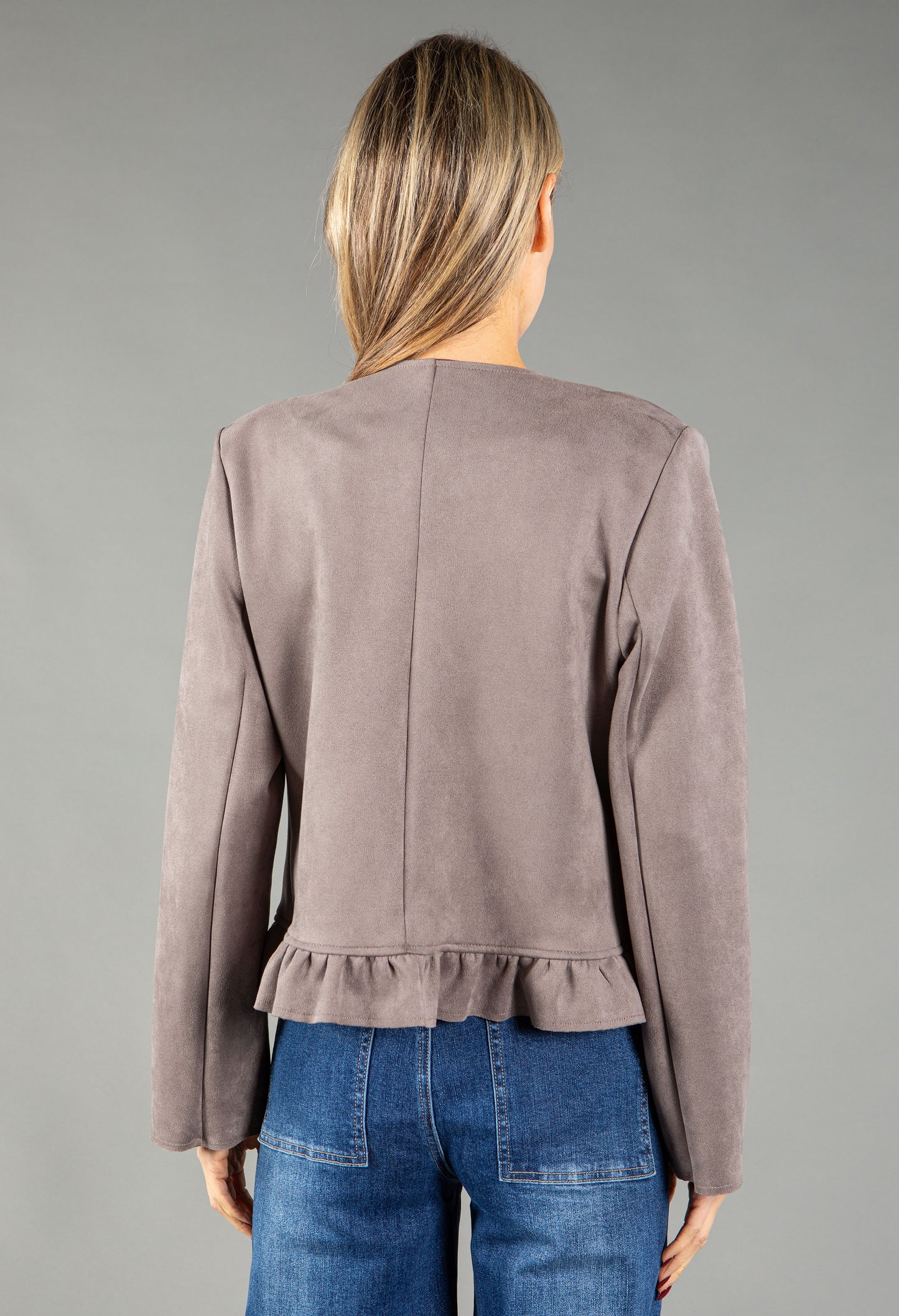 Frill Hem Suedette Jacket