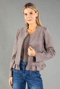 Frill Hem Suedette Jacket