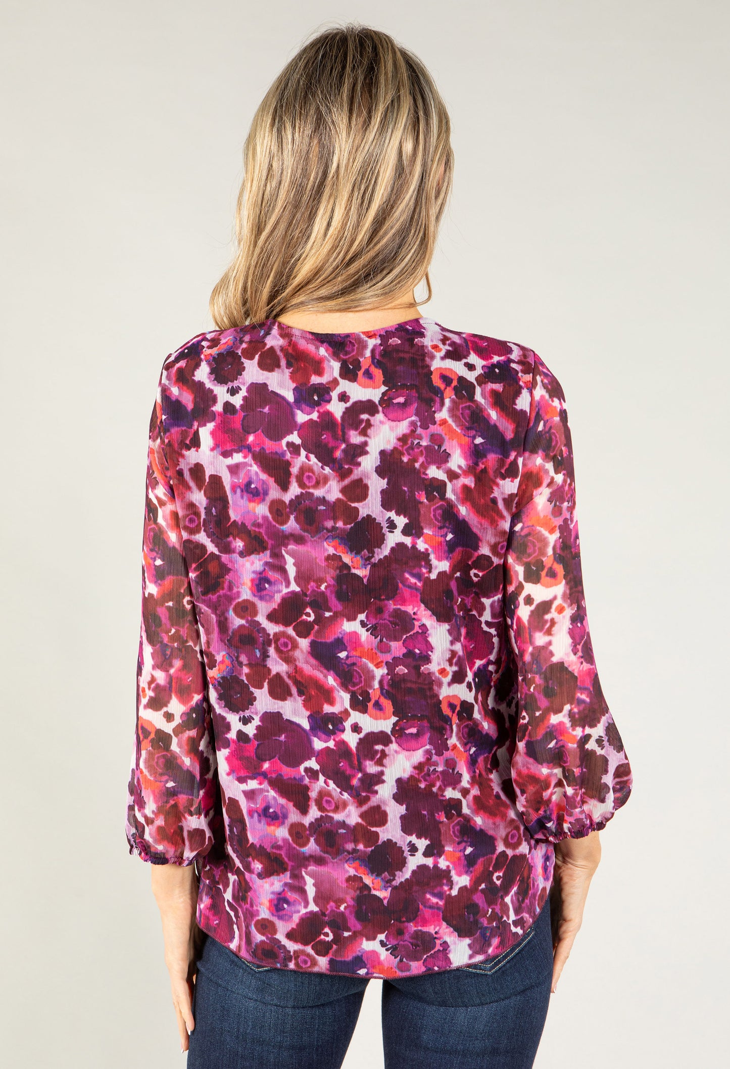 Poppy Print V Neck Top