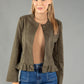 Frill Hem Suedette Jacket