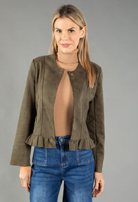 Frill Hem Suedette Jacket