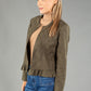 Frill Hem Suedette Jacket