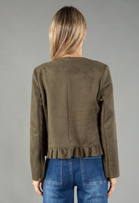 Frill Hem Suedette Jacket