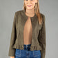 Frill Hem Suedette Jacket