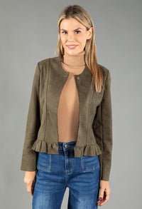 Frill Hem Suedette Jacket