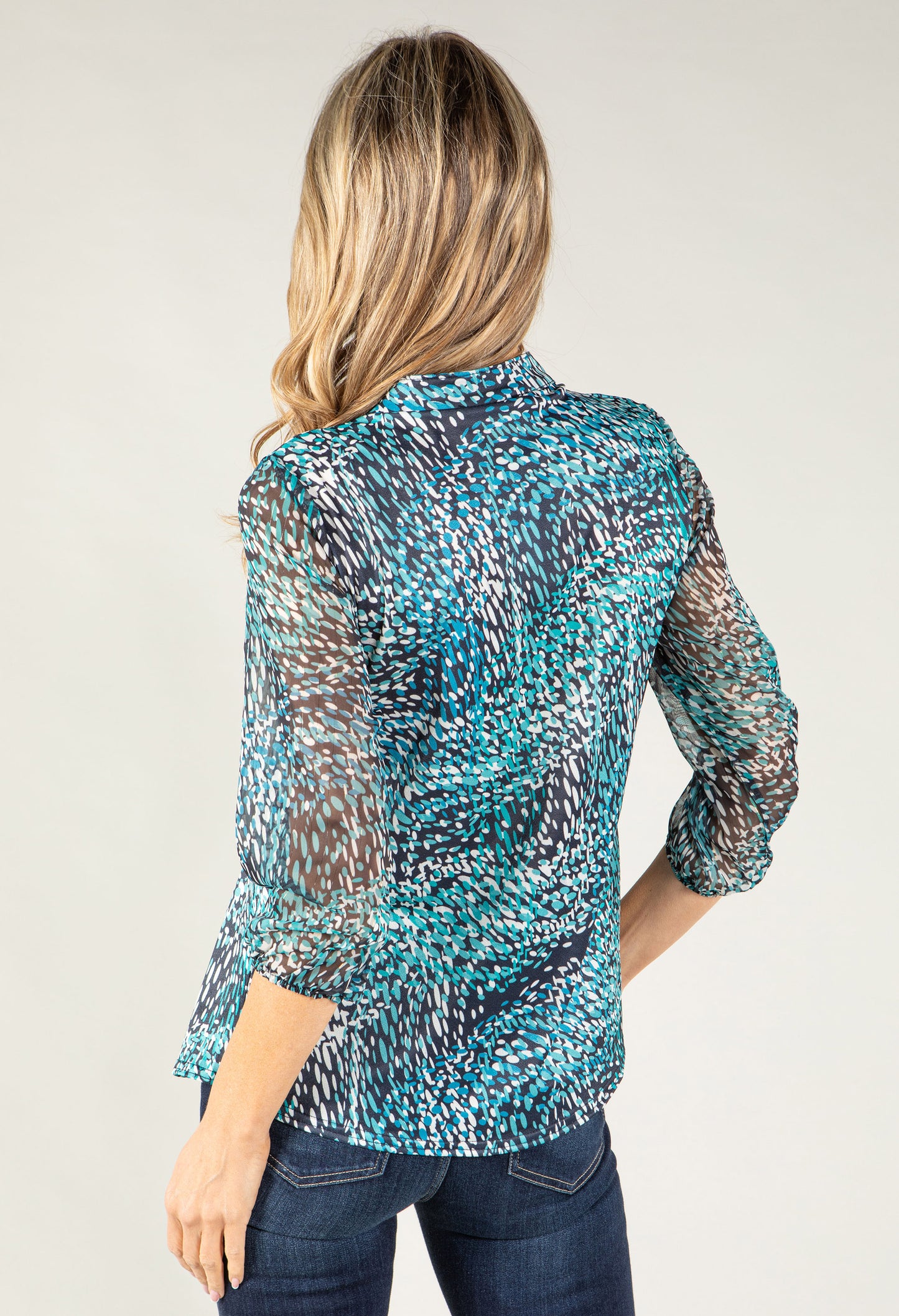 Abstract Print V Neckline Top