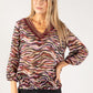 Zebra Print V Neckline Top