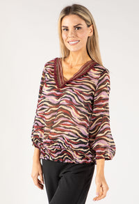 Zebra Print V Neckline Top