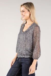 Leopard Print v Neckline Blouse