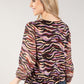 Zebra Print V Neck Top