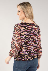 Zebra Print V Neck Top