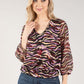 Zebra Print V Neck Top