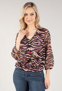 Zebra Print V Neck Top