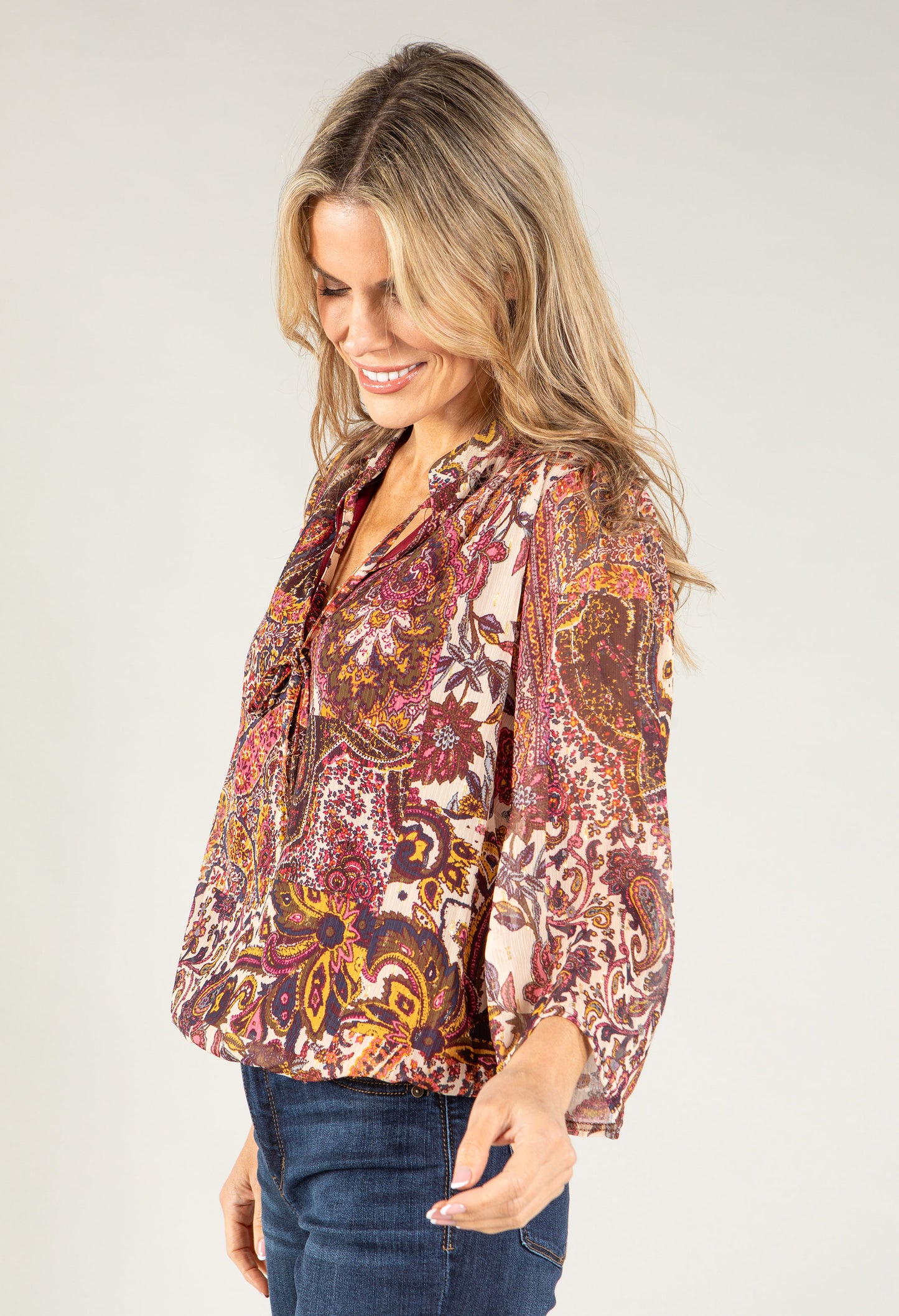 Mixed Paisley Print Top