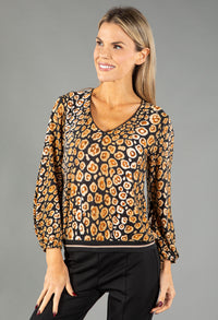 Soft Touch Patterned V Neck Top