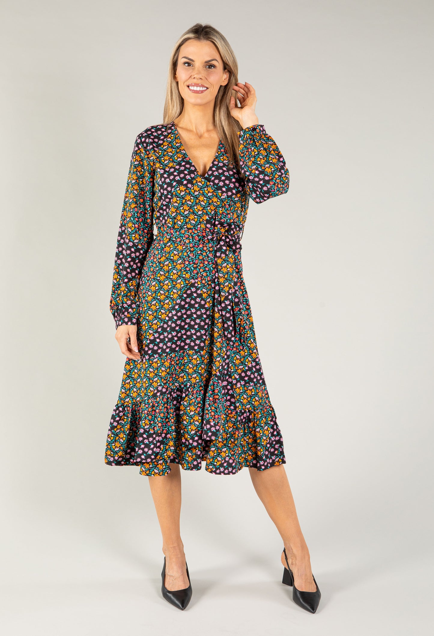 Faux Wrap Style Bloom Dress