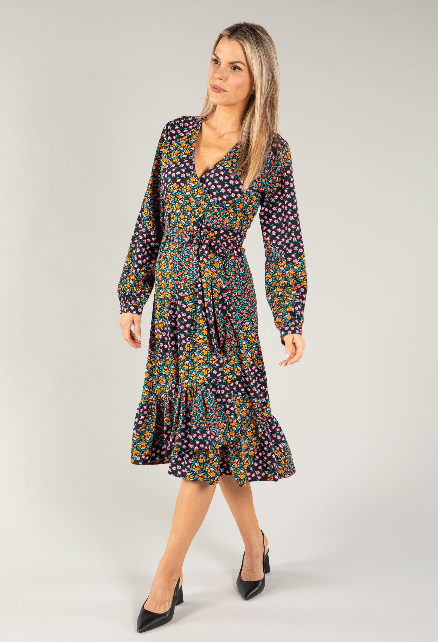 Faux Wrap Style Bloom Dress