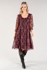 Printed Lace Square Neck Dress