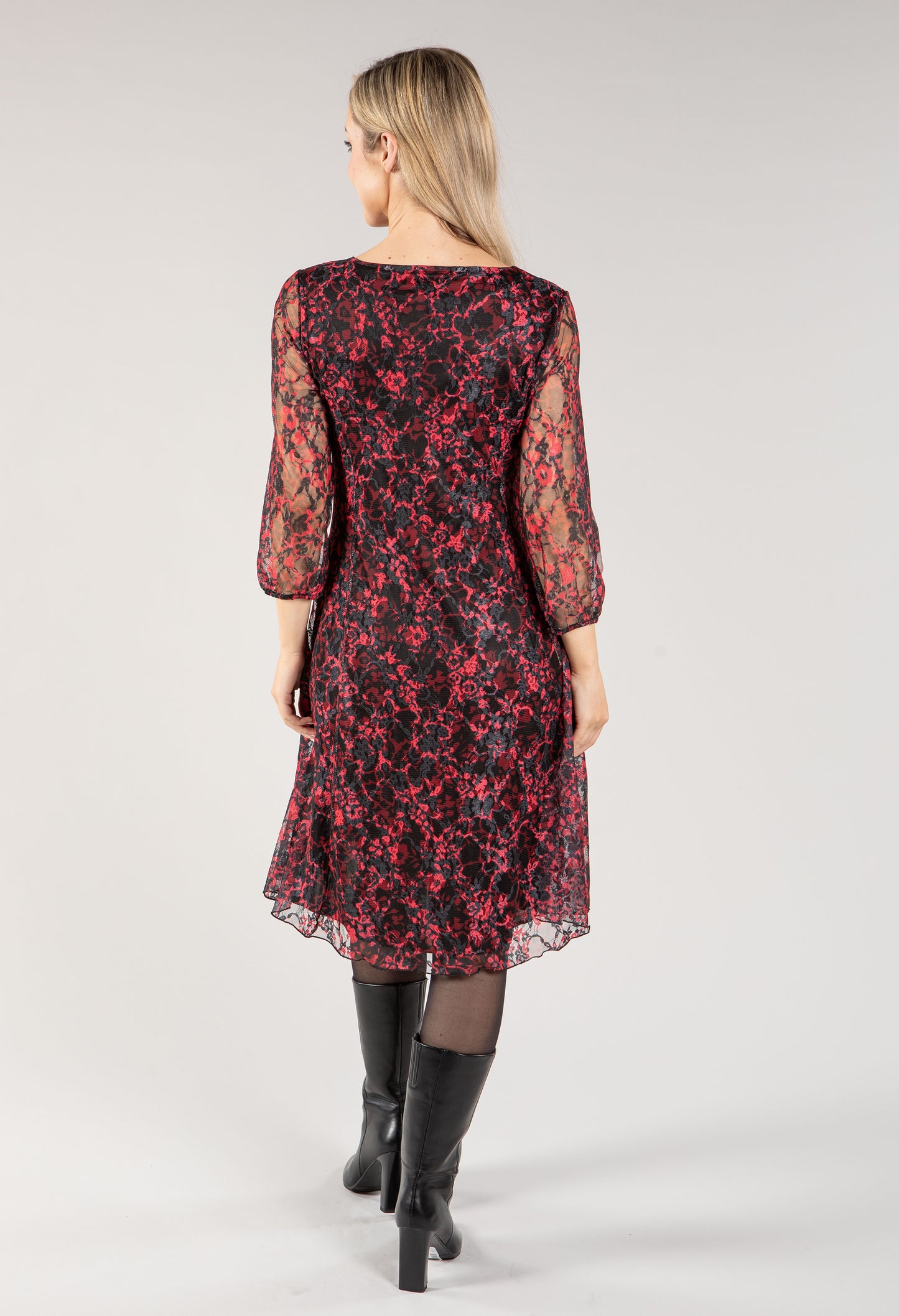 Printed Lace Square Neck Dress