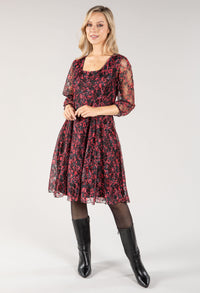 Printed Lace Square Neck Dress