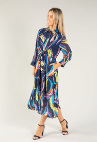 Abstract Shirt Style Woven Dress