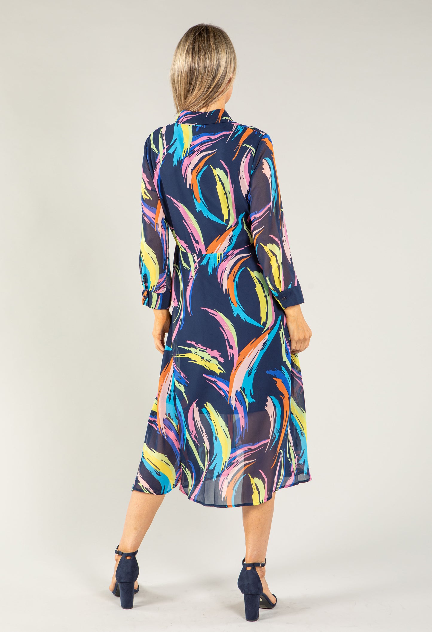 Abstract Shirt Style Woven Dress