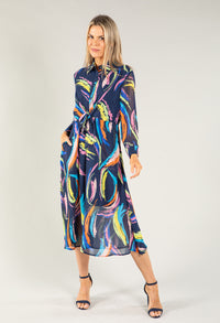 Abstract Shirt Style Woven Dress