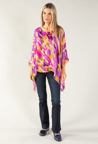 Colour Splash Waterfall Silk Top