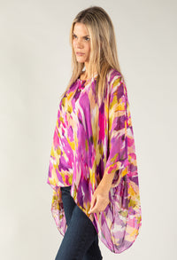 Colour Splash Waterfall Silk Top