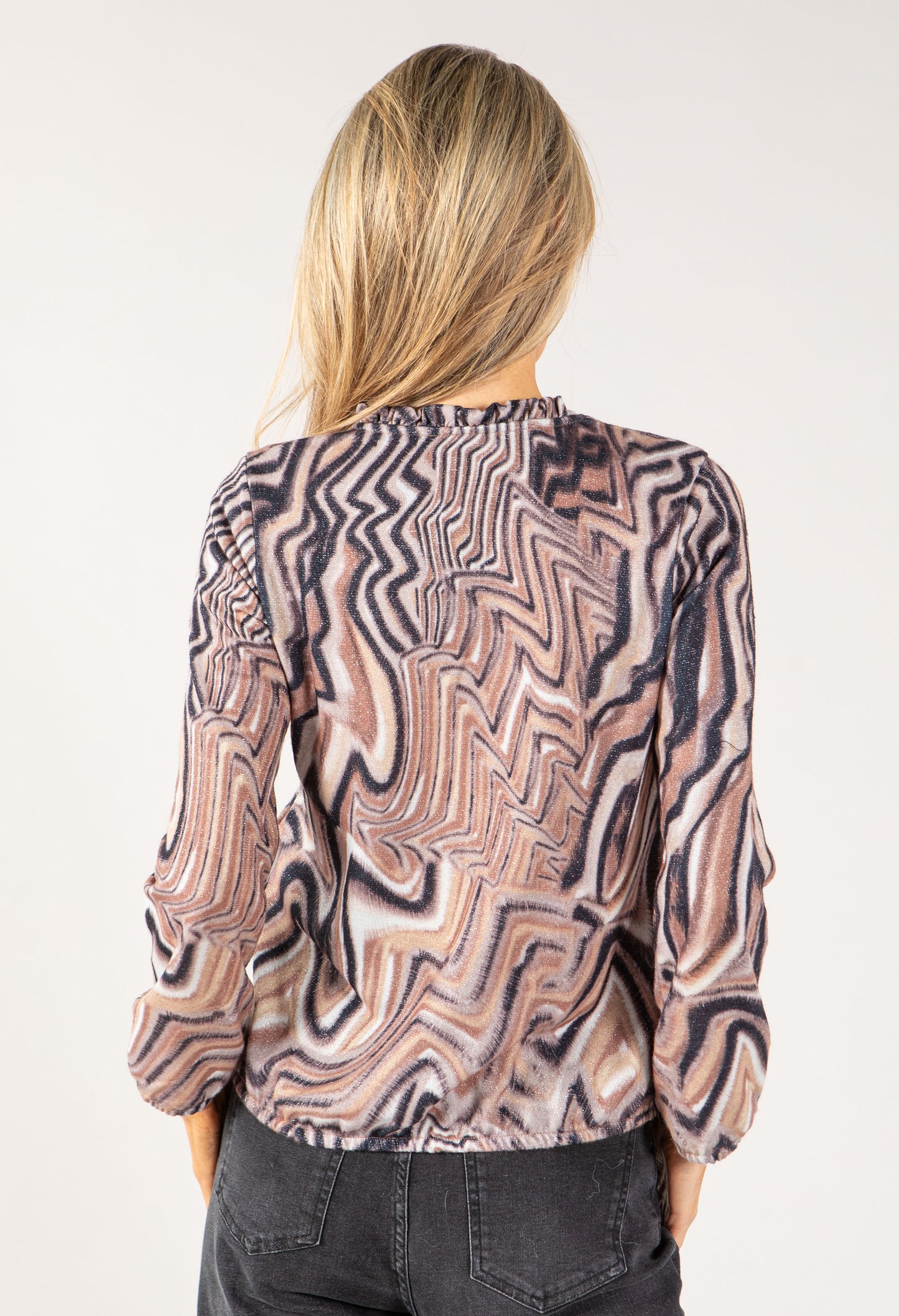 Abstract Print Lurex Detail Top