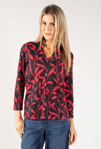 Leaf Print Button Down Top