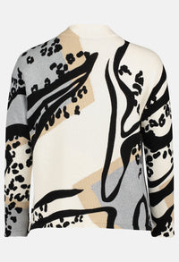 Diamante Detail Printed High Neck Jumper