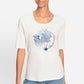 Olsen Placement Print Top In Edda Slim Fit Off White