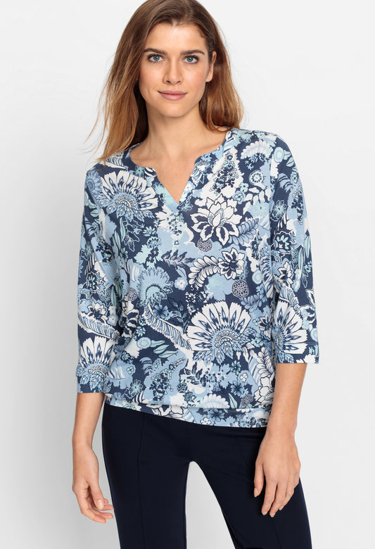 Tencel Floral V Neckline top