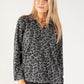 Leo Print Button Down Soft Knit Top