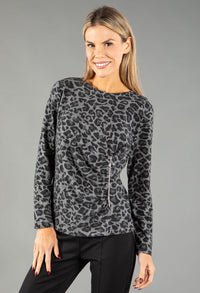 Ruched Leo Soft Touch Print Knit