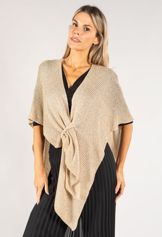 Lurex Tie Front Shawl