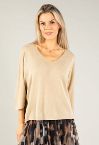 Lurex V Neck Knit Pullover