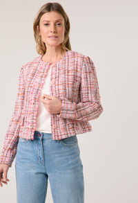 Blazer jacket in a bouclé look with a fringed edge