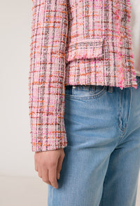 Blazer jacket in a bouclé look with a fringed edge