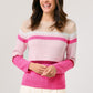 Jumper in a textured knit with block stripes