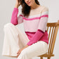 Jumper in a textured knit with block stripes