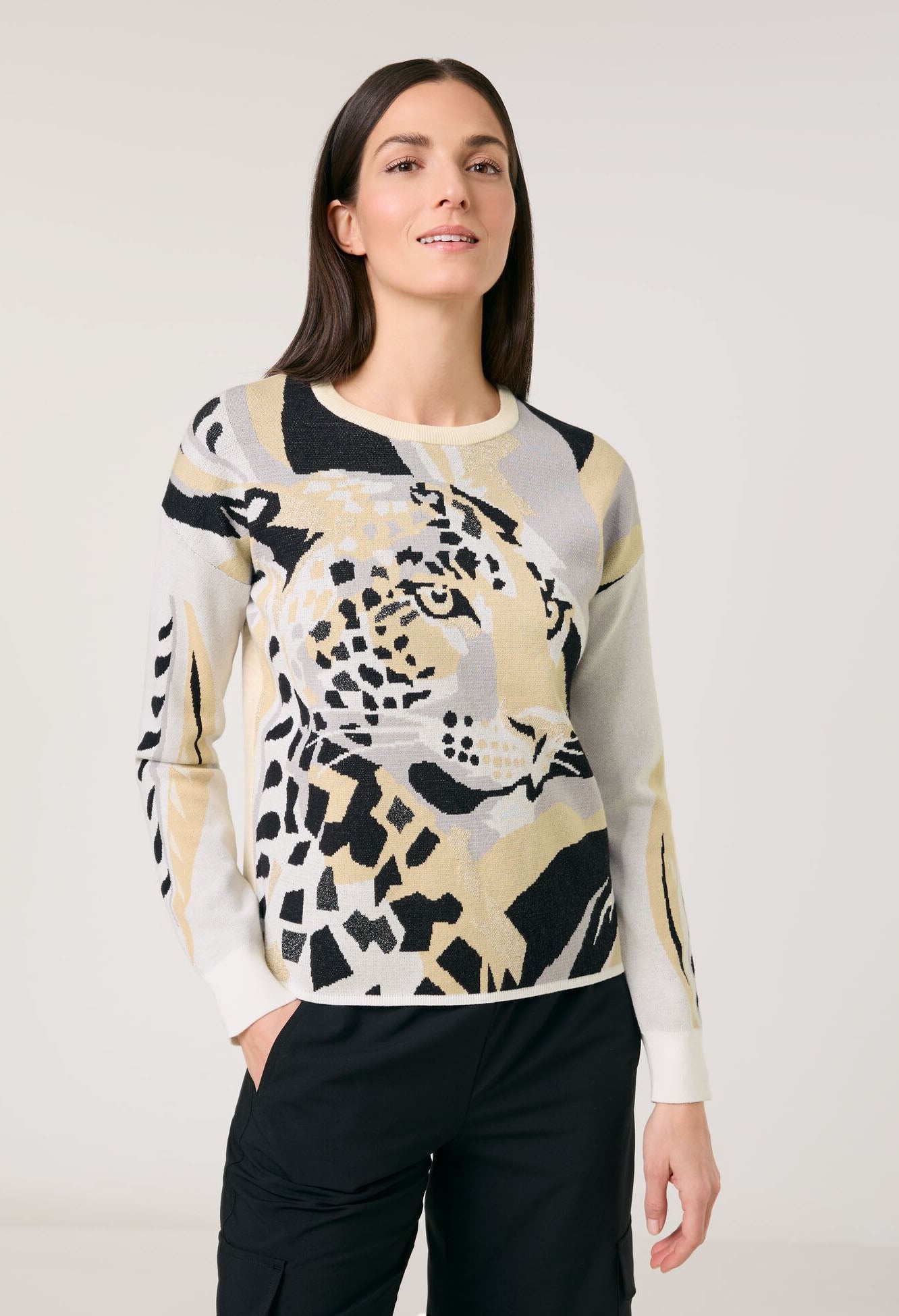 Jumper with an animal jacquard pattern