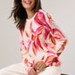 Rib knit jumper with a floral pattern