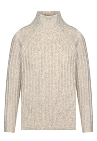 Ribbed High Neck Knit Jumper