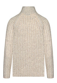 Ribbed High Neck Knit Jumper