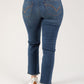 "Ab"solution High Rise Cascading Embroidered "D" Slim Straight Jean