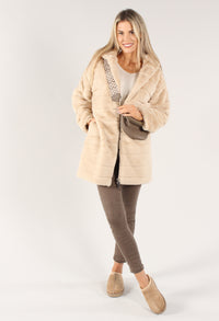 Longline Hooded Faux Fur Coat