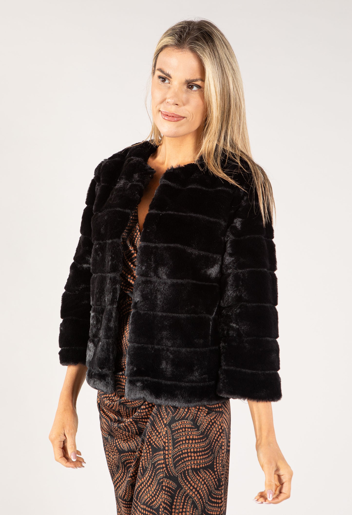 Clasp Close Faux Fur Jacket