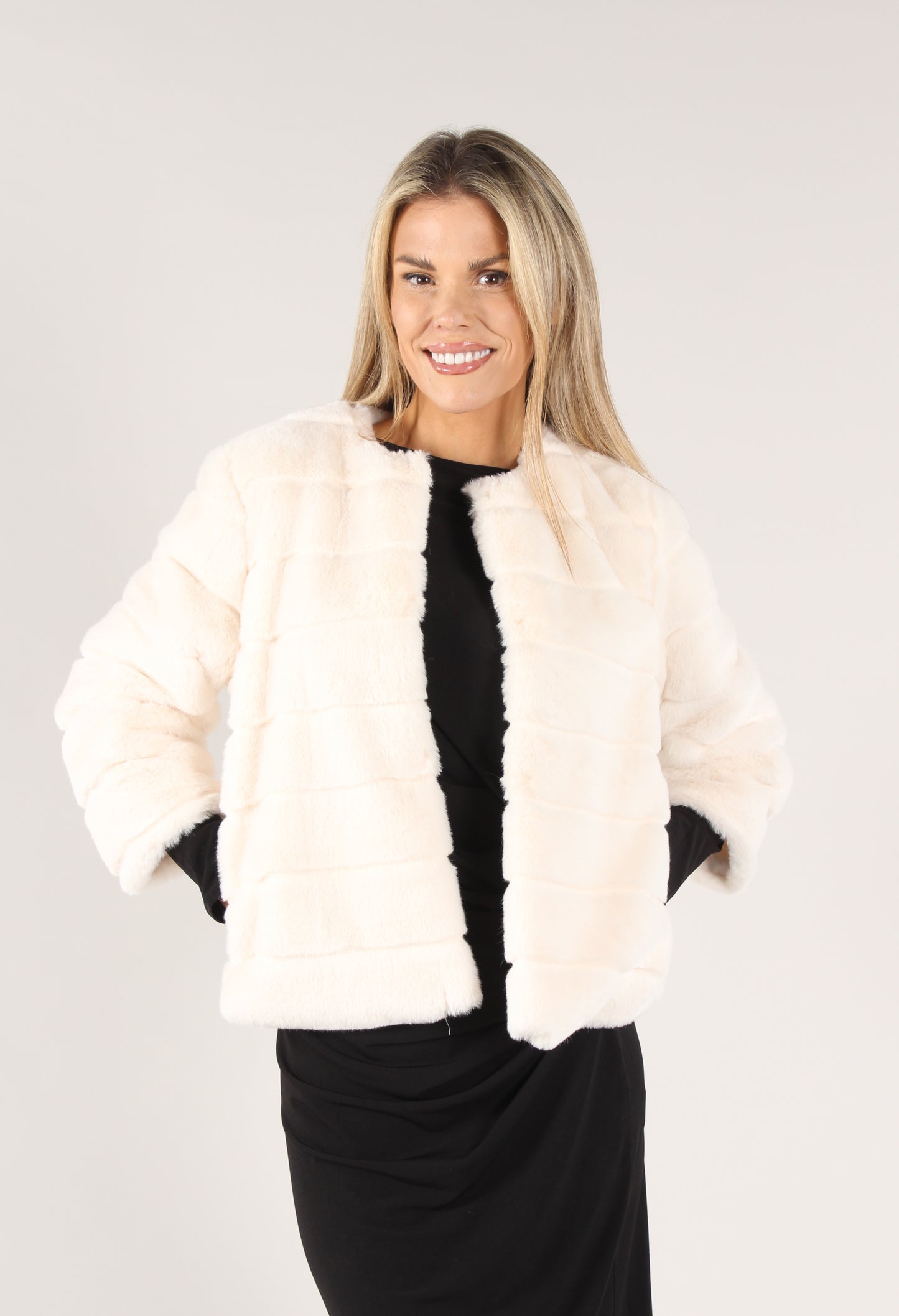 Clasp Close Faux Fur Jacket